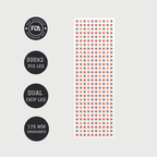 LED panel with specifications on a gray background